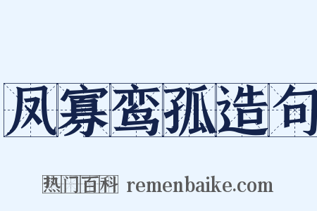 凤寡鸾孤造句是什么意思的图片